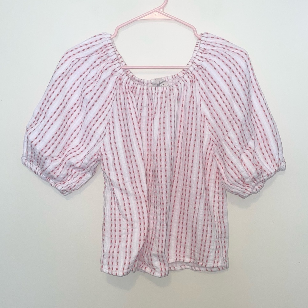 Target Universal Thread White and Red Off the Shoulder Top Blouse Size Small